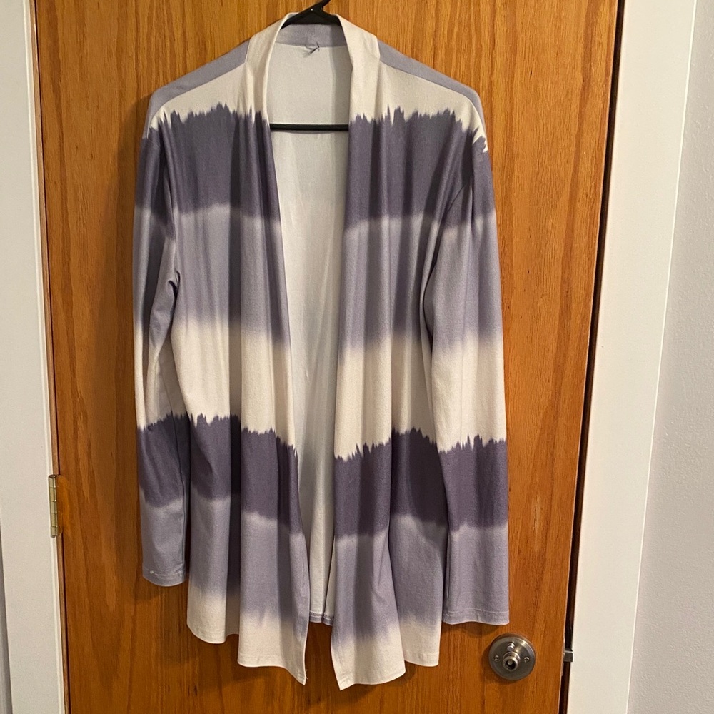 Striped Open-Front Cardigan